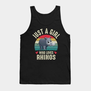 Just A Girl Who Loves Rhinos Cute College Ruled Rhino Girl Cute Gift For School Tank Top